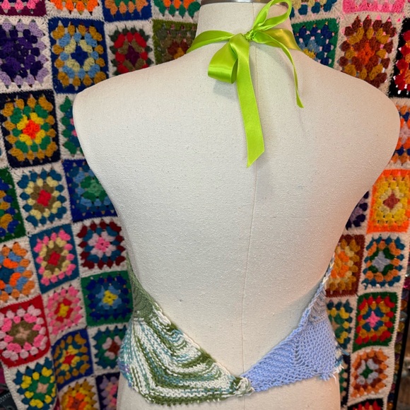 Handmade Reversible Crochet Wrap Halter Top - Picture 11 of 13